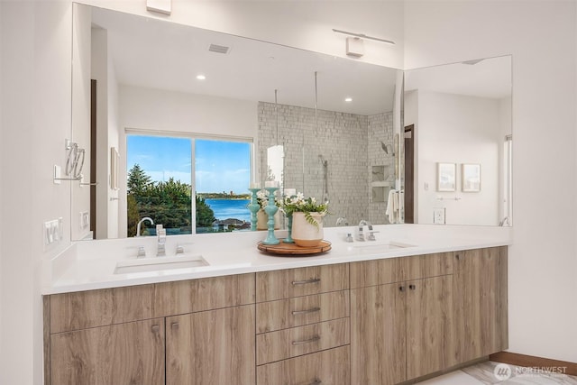 8553 NE Juanita Dr, Kirkland, WA 98034 - bathroom featuring double vanity and a stall shower