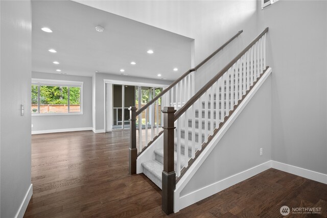 13127 184th Ave E, Bonney Lake, WA 98391 - stairway with recessed lighting, wood finished floors, and baseboards