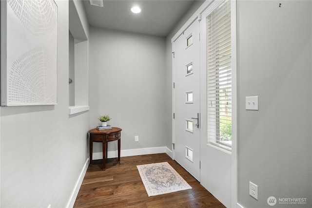 13127 184th Ave E, Bonney Lake, WA 98391 - entryway featuring dark wood finished floors, baseboards, and recessed lighting