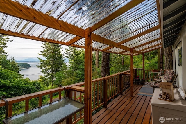1059 Island Dr, Lummi Island, WA 98262 - wooden deck featuring a water view and outdoor dining area