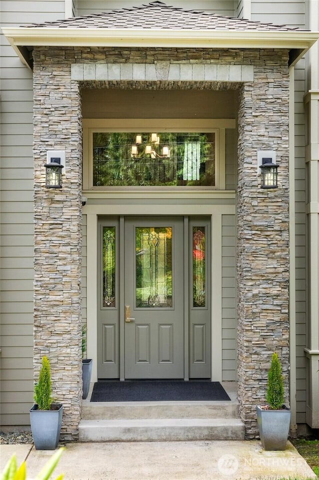 9827 NE 20th St, Bellevue, WA 98004 - entrance to property with stone siding