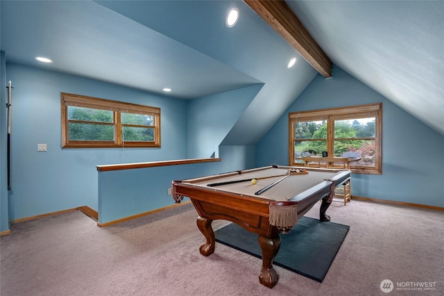 5410 SW 244th St, Vashon, WA 98070 - rec room featuring carpet, recessed lighting, baseboards, and billiards table
