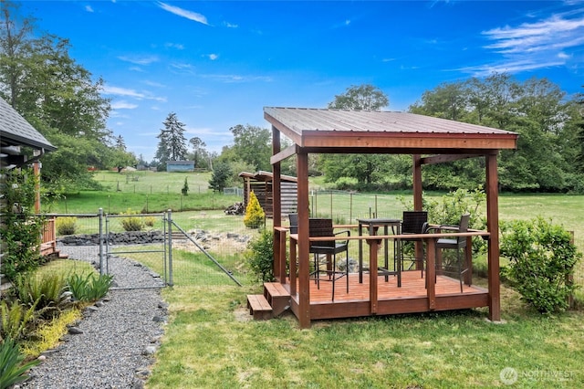 5410 SW 244th St, Vashon, WA 98070 - view of yard with a gate, a gazebo, and a deck