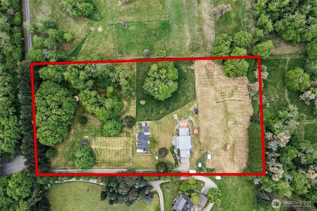 5410 SW 244th St, Vashon, WA 98070 - aerial view of property and surrounding area with property parcel outlined