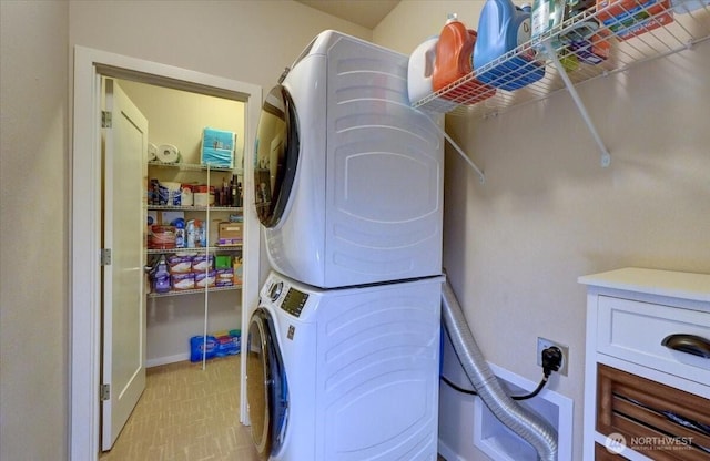 13406 SE 262nd St, Kent, WA 98042 - washroom with stacked washer / dryer