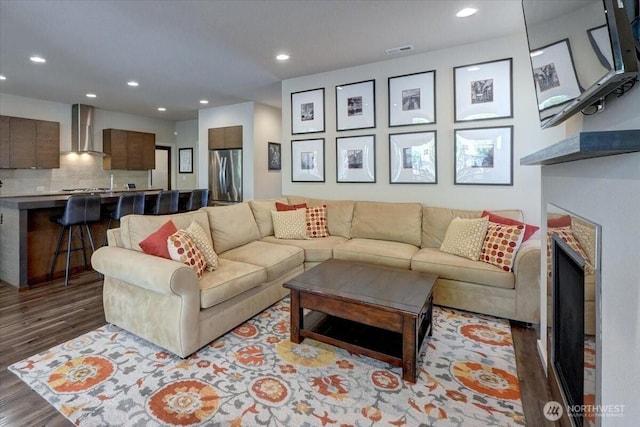 13406 SE 262nd St, Kent, WA 98042 - living area featuring wood finished floors and recessed lighting