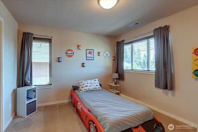 13406 SE 262nd St, Kent, WA 98042 - bedroom with multiple windows, baseboards, and light colored carpet