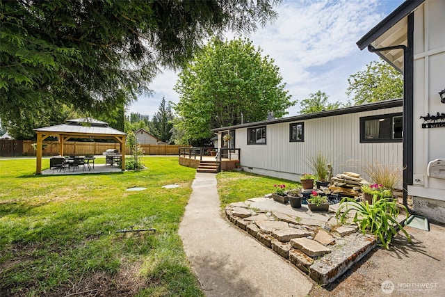 13925 80th St E, Puyallup, WA 98372 - view of yard with a gazebo, a patio, and a wooden deck