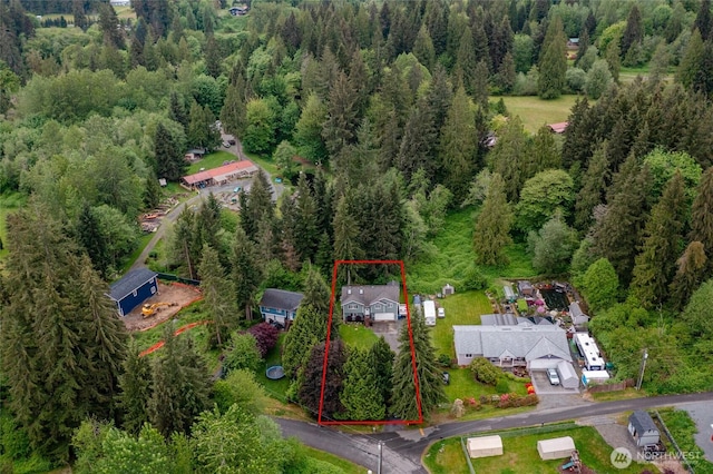 12128 167th Dr NE, Arlington, WA 98223 - aerial view of property's location featuring a heavily wooded area and property parcel outlined