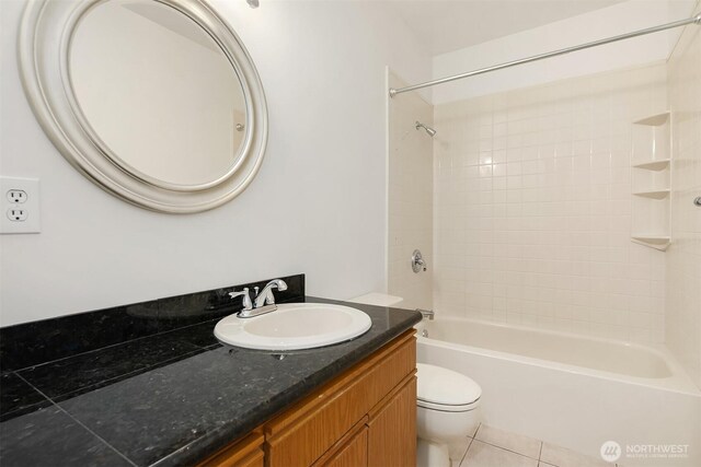 16910 73rd Pl W, Edmonds, WA 98026 - bathroom with toilet, tile patterned floors, vanity, and bathing tub / shower combination