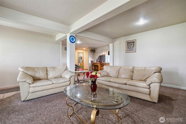 237 Reeds Rd, Touchet, WA 99360 - living room featuring carpet, a textured ceiling, and baseboards