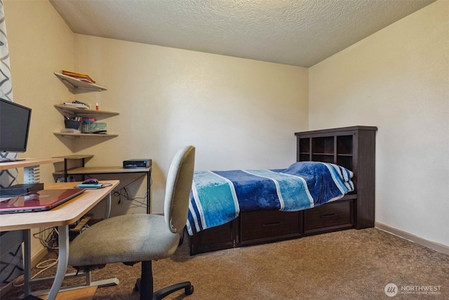 237 Reeds Rd, Touchet, WA 99360 - carpeted bedroom featuring an office area, a textured ceiling, and baseboards
