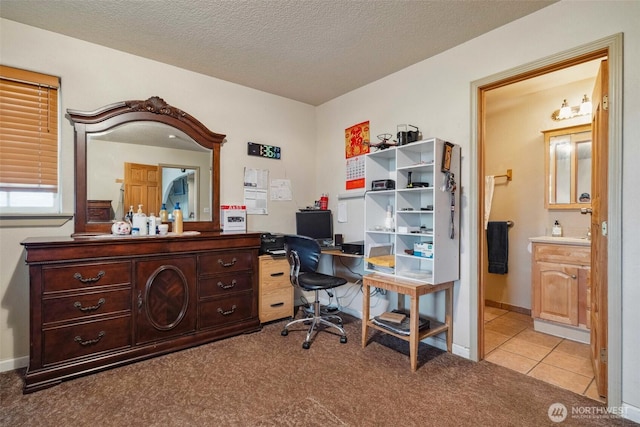 237 Reeds Rd, Touchet, WA 99360 - office featuring light colored carpet, a textured ceiling, light tile patterned floors, and baseboards