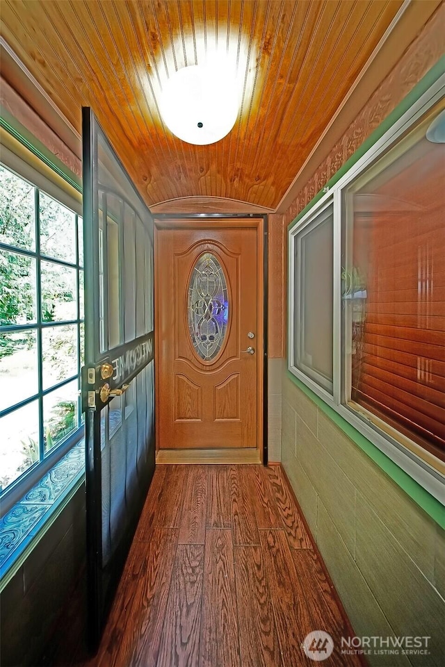19308 8th St E, Spanaway, WA 09387 - entryway featuring wood ceiling and wood finished floors