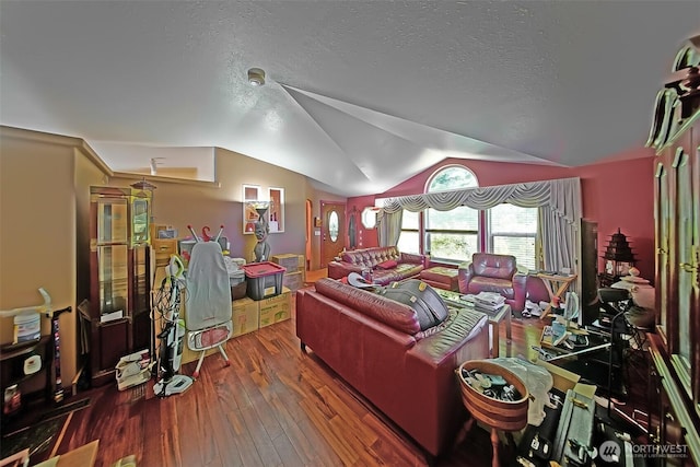 19308 8th St E, Spanaway, WA 09387 - living area featuring hardwood / wood-style floors and vaulted ceiling