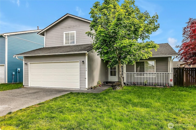 1108 200th Street Ct E, Spanaway, WA 98387 - traditional home featuring a garage, covered porch, concrete driveway, and roof with shingles