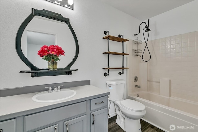 1108 200th Street Ct E, Spanaway, WA 98387 - full bath with toilet, vanity, wood finished floors, and shower / bath combination