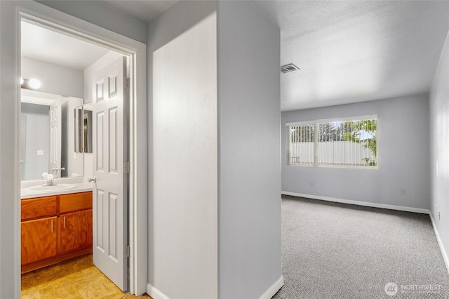 2900 W Marina Dr Unit 303, Moses Lake, WA 98837 - corridor with a sink, baseboards, and light carpet