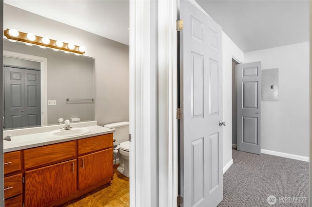 2900 W Marina Dr Unit 303, Moses Lake, WA 98837 - bathroom with electric panel, toilet, and vanity