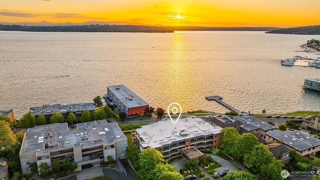 725 1st St S Unit 104, Kirkland, WA 98033 - aerial view at dusk of a water view