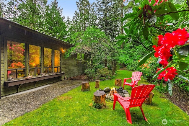 5471 NE Foster Rd, Bainbridge Island, WA 98110 - view of green lawn featuring a fire pit