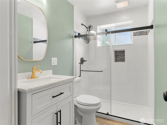 5431 Anton Ct SE, Olympia, WA 98501 - full bath featuring a shower stall, toilet, and vanity