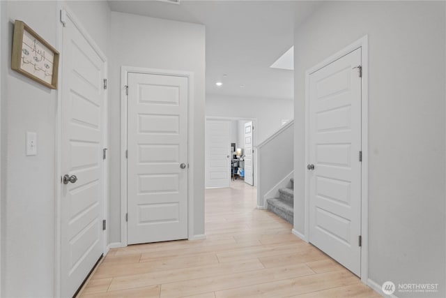 1194 Panoramic Loop, Bremerton, WA 98312 - corridor featuring light wood-style floors, stairway, recessed lighting, and baseboards