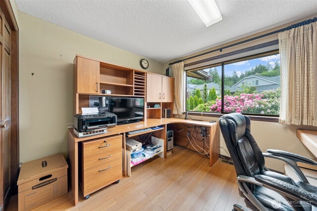 916 Kari Ln, Steilacoom, WA 98388 - office space with light wood-style flooring and a textured ceiling