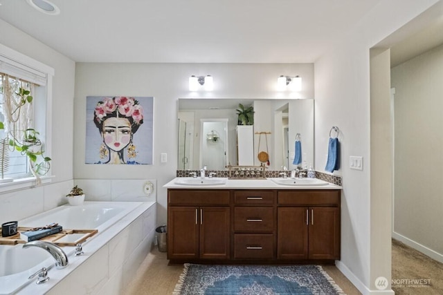 4471 Hales Ct SW, Port Orchard, WA 98367 - bathroom with double vanity, a bath, and a shower