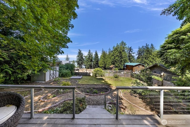 2920 Cedar Ave, Lummi Island, WA 98262 - wooden terrace with a storage unit