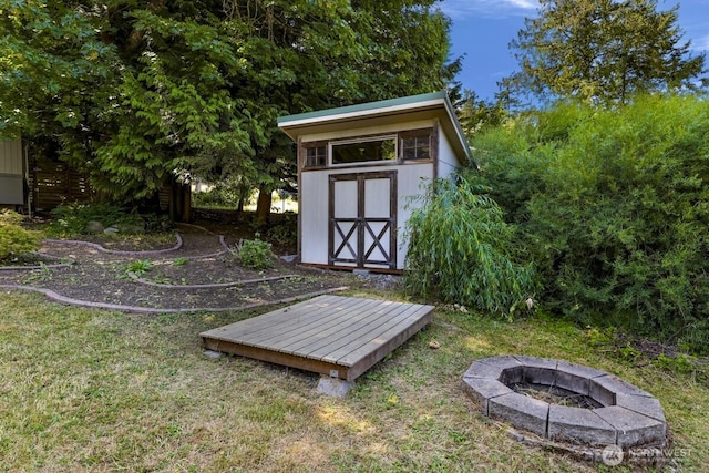 2920 Cedar Ave, Lummi Island, WA 98262 - view of shed featuring a fire pit
