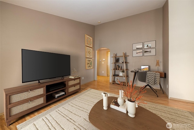 463 Rohrer Loop, Sedro Woolley, WA 98284 - living room with arched walkways and wood finished floors