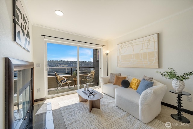 1504 Aurora Ave N Unit 407, Seattle, WA 98109 - living area with crown molding and baseboards