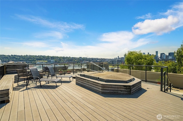 1504 Aurora Ave N Unit 407, Seattle, WA 98109 - wooden deck with a city view