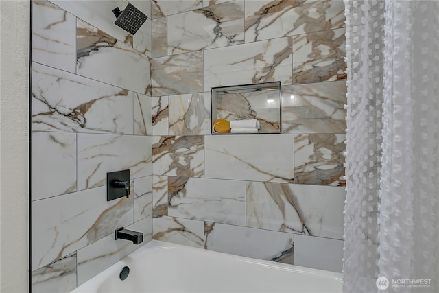 full bathroom with shower / washtub combination