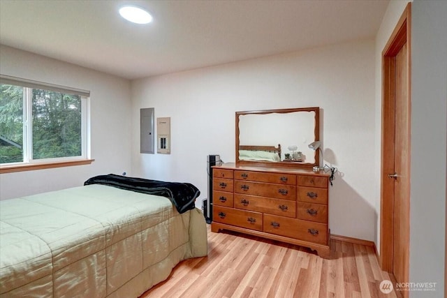 9535 Olalla Valley Rd SE, Port Orchard, WA 98367 - bedroom featuring electric panel and light wood-type flooring