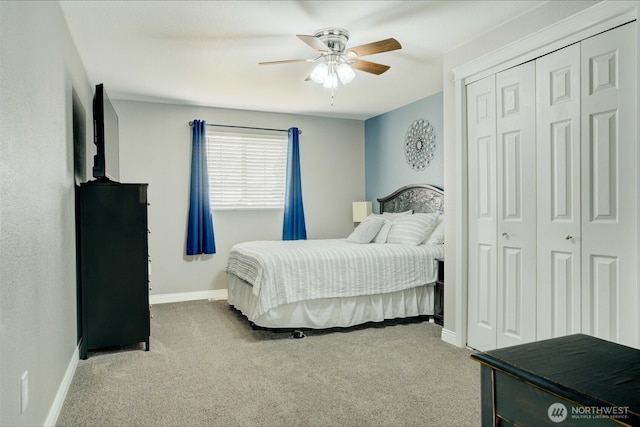 515 N Shelley Ave, Othello, WA 99344 - carpeted bedroom featuring baseboards, a closet, and a ceiling fan