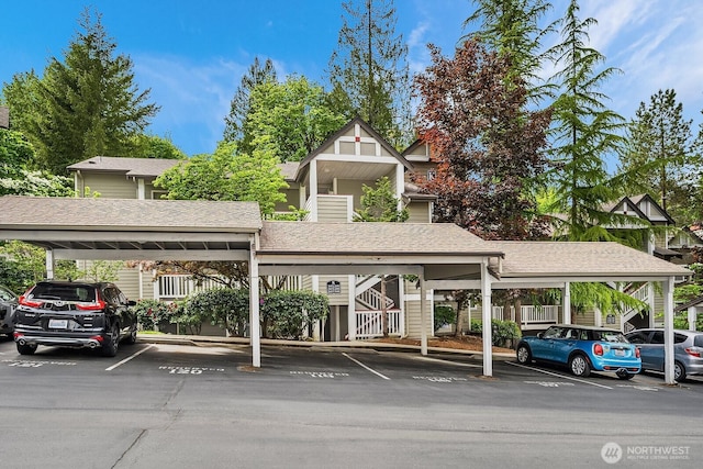 view of covered parking lot