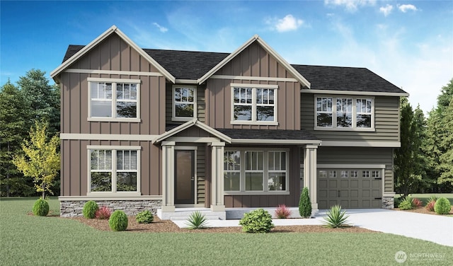 13225 164th Ave SE Unit 203, Renton, WA 98059 - view of front facade featuring roof with shingles, board and batten siding, a garage, and driveway