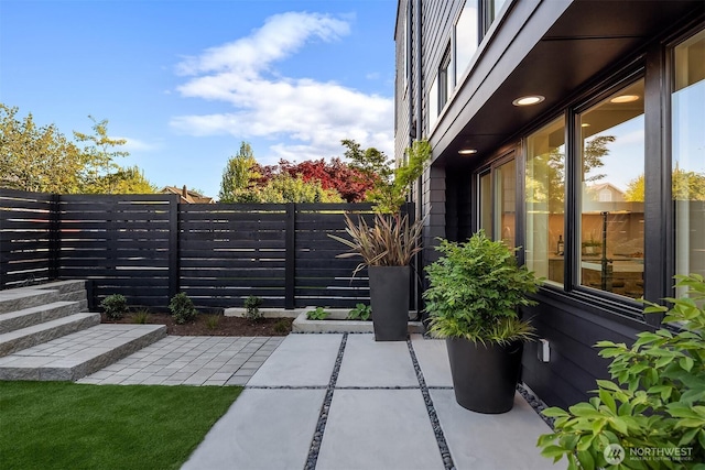 view of patio / terrace featuring a fenced backyard