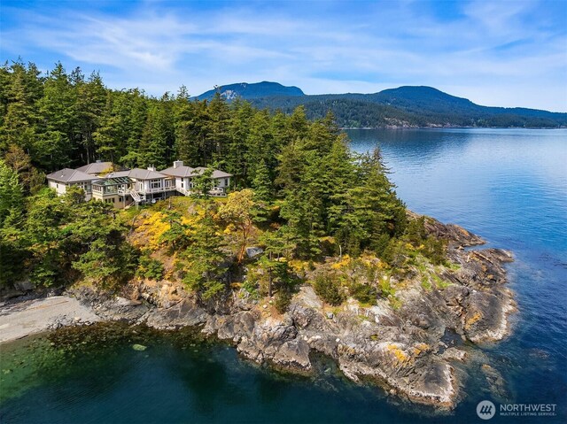871 Deer Point Rd, Orcas Island, WA 98279 - water view featuring mountains and a heavily wooded area