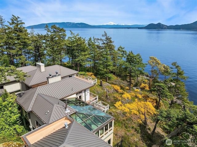 871 Deer Point Rd, Orcas Island, WA 98279 - aerial view of property and surrounding area with a water and mountain view