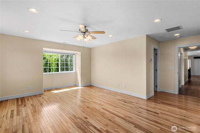 2060 5th St, Wenatchee, WA 98801 - spare room with light wood-style flooring, ceiling fan, baseboards, and recessed lighting