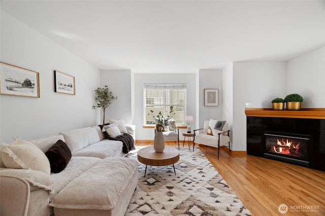1123 N 94th St Unit A, Seattle, WA 98103 - living room featuring light wood-style flooring and a fireplace