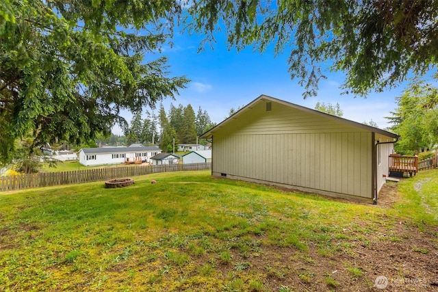 60 E Treewater Pl, Shelton, WA 98584 - view of yard featuring an outdoor fire pit and a wooden deck