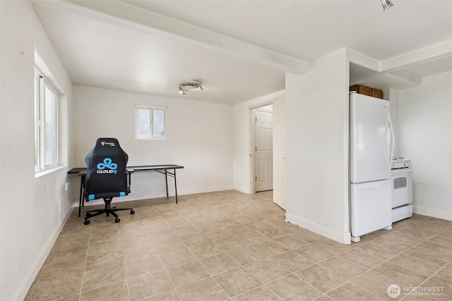 1025 NW Prindle St, Chehalis, WA 98532 - home office with light tile patterned floors and beamed ceiling