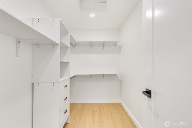 spacious closet with light wood-style floors