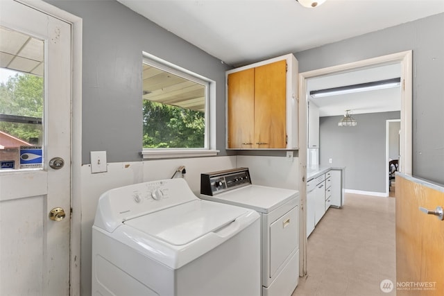 8511 31st St W, University Place, WA 98466 - clothes washing area featuring cabinet space, separate washer and dryer, and light flooring