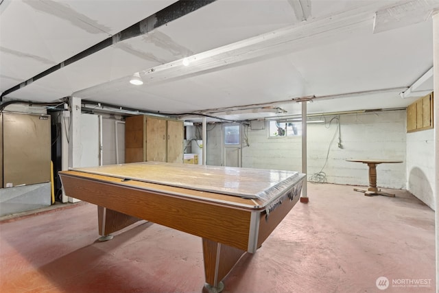 8511 31st St W, University Place, WA 98466 - rec room featuring unfinished concrete floors and billiards