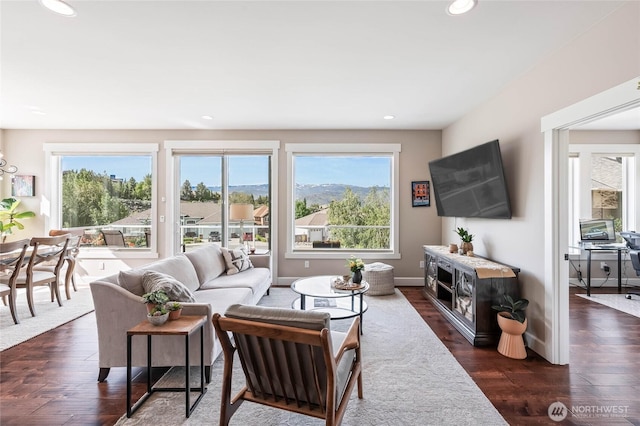 719 19th St NE, East Wenatchee, WA 98802 - living area featuring recessed lighting and dark wood finished floors
